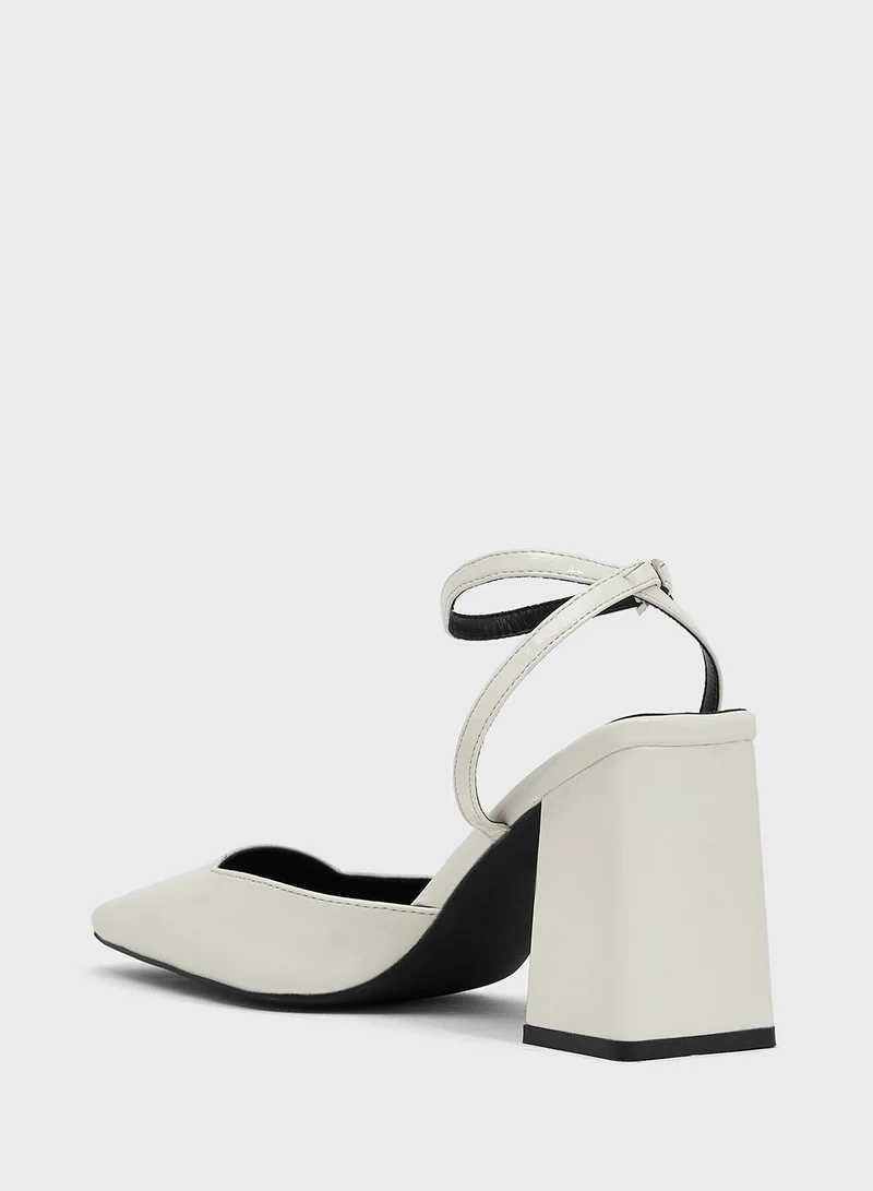 ELLA High Block Heel Pump With Ankle Strap