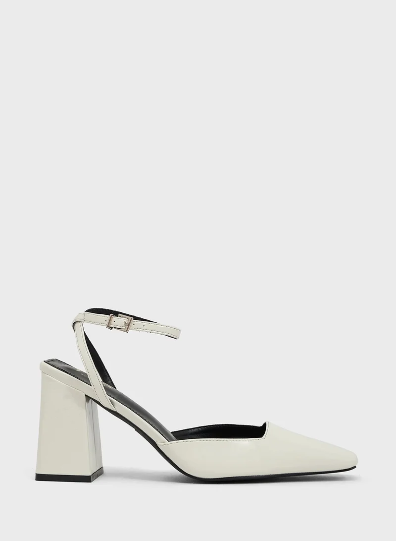 ايلا High Block Heel Pump With Ankle Strap