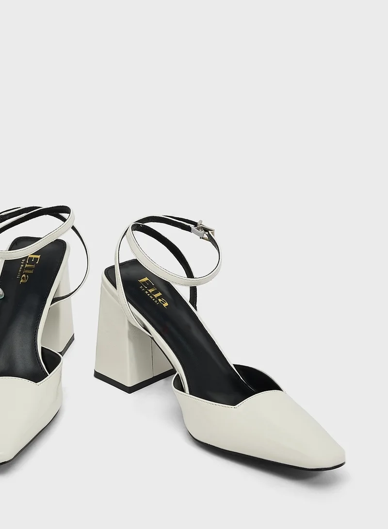 ELLA High Block Heel Pump With Ankle Strap