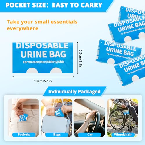 HOKINETY Disposable Urine Bag for Travel - 900ML Portable Pee Bags for Women Men 12 PCS Emergency Vomit Bags Unisex Urinal Toilet Bag for Car Camping, Road Trip,Traffic Jams, Pregnant, Patient, Kids - Image 5