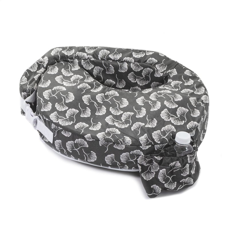 My Brest Friend Original Nursing Pillow Enhanced Ergonomics Essential Breastfeeding Pillow Support For Mom & Baby W/ Convenient Side Pocket, Double Straps & Slipcover, Grey Flowing Fans - Image 1