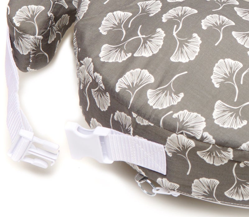 My Brest Friend Original Nursing Pillow Enhanced Ergonomics Essential Breastfeeding Pillow Support For Mom & Baby W/ Convenient Side Pocket, Double Straps & Slipcover, Grey Flowing Fans - Image 4
