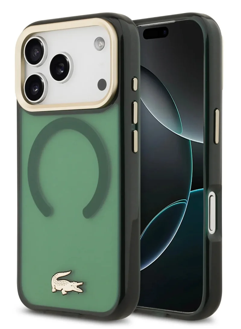 LACOSTE iPhone 17 Pro MagSafe Case / Transparent TPU+PC Case With Frosted Finish / iP 17 Pro Back Cover - Green/Gold