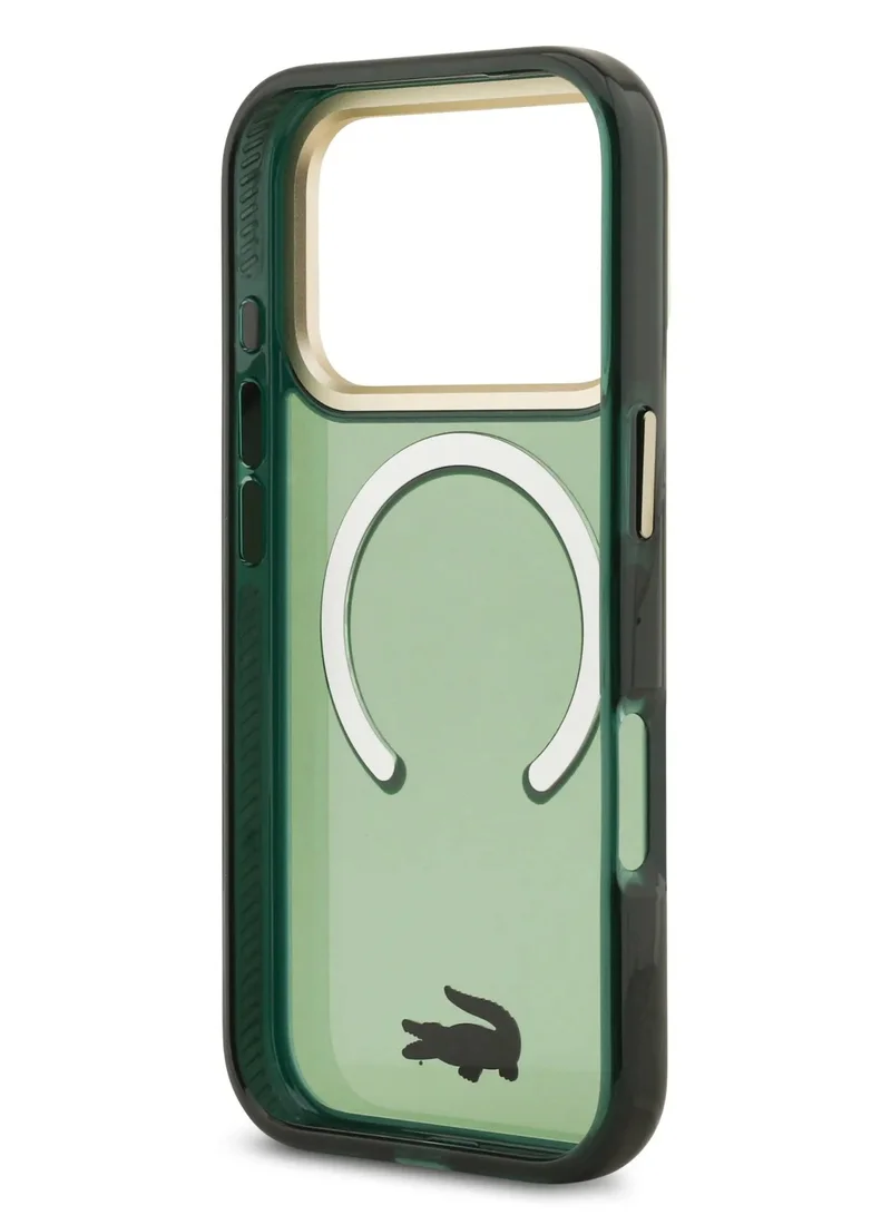 LACOSTE iPhone 17 Pro MagSafe Case / Transparent TPU+PC Case With Frosted Finish / iP 17 Pro Back Cover - Green/Gold