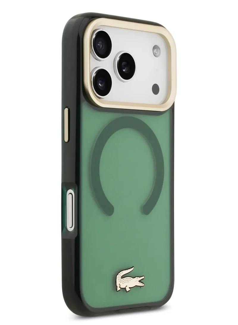 LACOSTE iPhone 17 Pro MagSafe Case / Transparent TPU+PC Case With Frosted Finish / iP 17 Pro Back Cover - Green/Gold