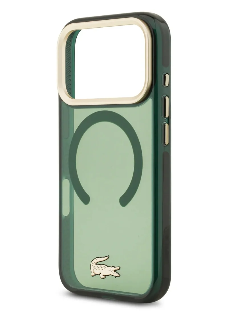 LACOSTE iPhone 17 Pro MagSafe Case / Transparent TPU+PC Case With Frosted Finish / iP 17 Pro Back Cover - Green/Gold