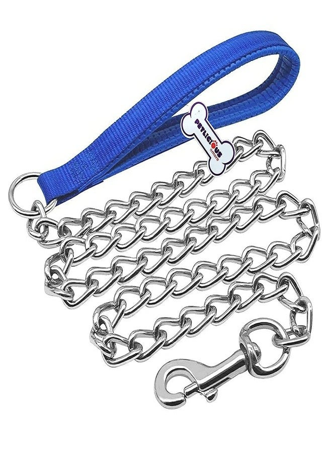 Petlicious & More® Heavy Duty Dog Leash, Metal Dog Leash Dog Chain with Handle for Small & Medium Size Dogs (Handle Chain No. 10, Size - Medium, Color - Blue) - Image 1