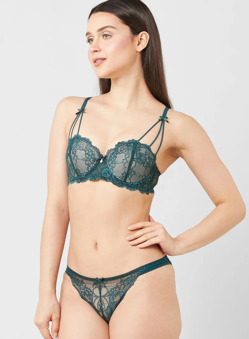 ELLA Lace Detail Push Up Bra & Cheeky Brief Set