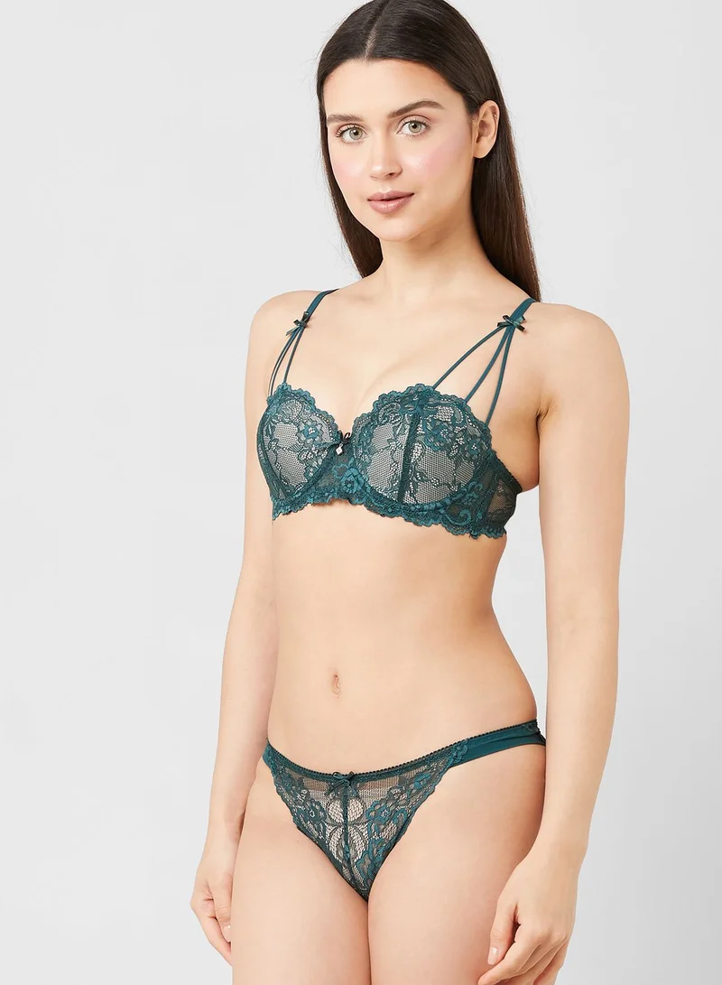 ELLA Lace Detail Push Up Bra & Cheeky Brief Set