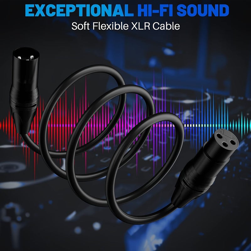 Black 10Ft 3 Pin Balanced XLR Mic Cable Compatible with Speakers Mixer Stage Lighting - Image 3