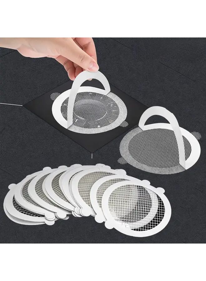 10pcs White Self Adhesive Bathroom Floor Drain Stickers Anti Blocking Insect Proof Microfiber Filter Screen - Image 1