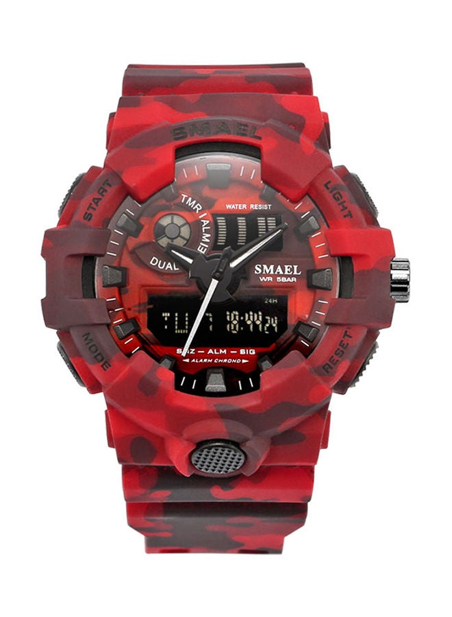 NIBEMINENT unisex Water Resistant Silicone Analog+Digital Watch 8001