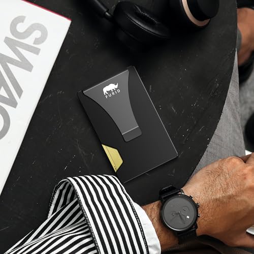 furid Card Wallet for Men Slim Minimalist: Metal Wallets with Money Clip - Rfid Thin Front Pocket Credit Card Holder - Gift for Men Husband Father at Anniversay Brithday - Image 5