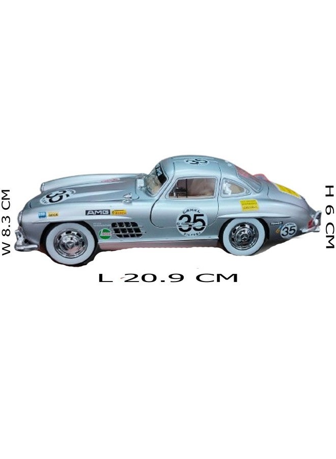 ATRI 1:24, Metal, Diecast, Pullback, Collectible, Car, Toy, Model 300 SL, Light, Sound, Open, Door for Kids (Silver) Pack of 1
