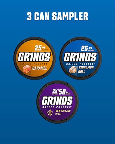 Grinds Coffee Pouches | New 3 Can Sampler | Caramel, New Orleans, Cinnamon Roll | 1 Pouch eq. 1/4 Cup of Coffee (New 3 Can Sampler Pack) - Image 2