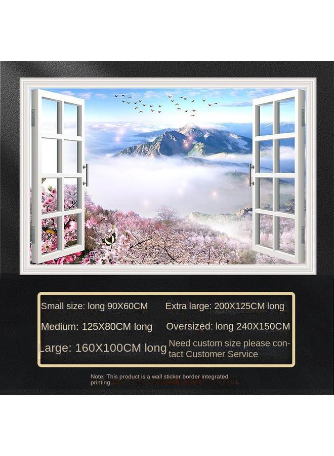 Bluejw Fake Window Self-adhesive 3D Wall Stickers Living Room Decorative Painting Bedroom Landscape Nature Waterproof Wall Stickers Wallpaper - Image 1