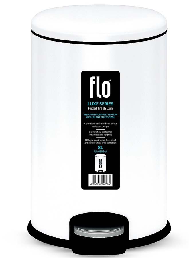 سلة مهملات - لوكس أبيض 8 لتر