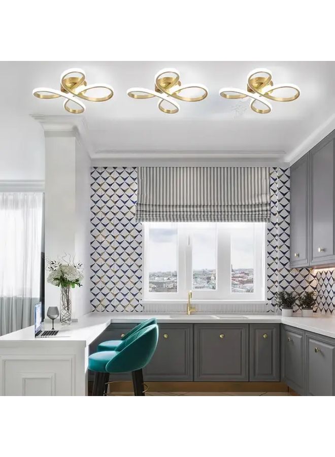 مصباح سقف حديث من خلال الإضاءة الذهبية LED قابل للتعتيم، تصميم مسطح قليل الارتفاع، مزود بأسلاك ثابتة، ودرجة حرارة لونية من 3000K إلى 6500K، مناسب لغرفة النوم والمطبخ وغرفة المعيشة والمدخل. - Image 1