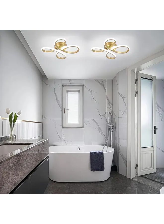 مصباح سقف حديث من خلال الإضاءة الذهبية LED قابل للتعتيم، تصميم مسطح قليل الارتفاع، مزود بأسلاك ثابتة، ودرجة حرارة لونية من 3000K إلى 6500K، مناسب لغرفة النوم والمطبخ وغرفة المعيشة والمدخل. - Image 4