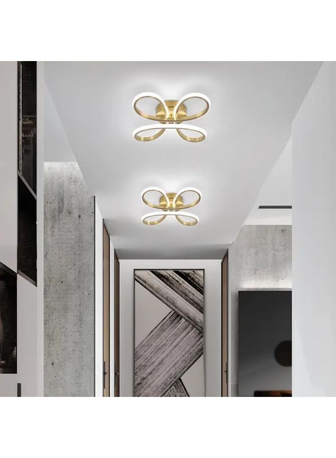 مصباح سقف حديث من خلال الإضاءة الذهبية LED قابل للتعتيم، تصميم مسطح قليل الارتفاع، مزود بأسلاك ثابتة، ودرجة حرارة لونية من 3000K إلى 6500K، مناسب لغرفة النوم والمطبخ وغرفة المعيشة والمدخل. - Image 2