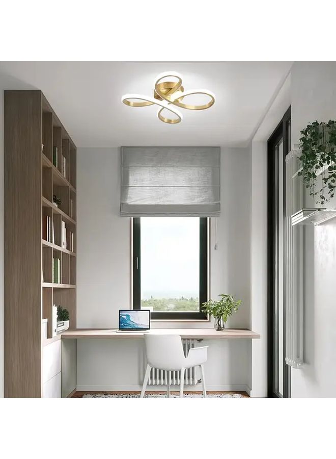 مصباح سقف حديث من خلال الإضاءة الذهبية LED قابل للتعتيم، تصميم مسطح قليل الارتفاع، مزود بأسلاك ثابتة، ودرجة حرارة لونية من 3000K إلى 6500K، مناسب لغرفة النوم والمطبخ وغرفة المعيشة والمدخل. - Image 5