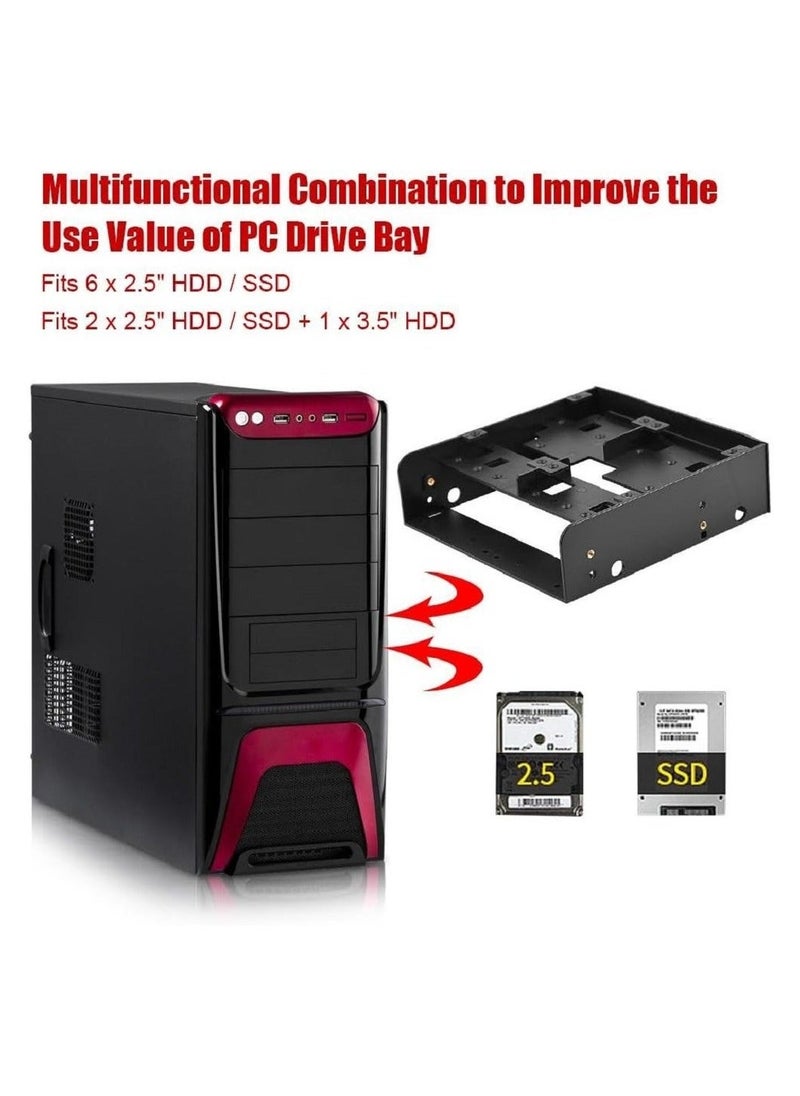 5.25 to 3.5/2.5  Floppy-drive Bay Bracket, 2.5" / 3.5" HDD/SSD to 5.25" Drive Bay Computer Mounting Bracket Adapter for Desktop - Image 2