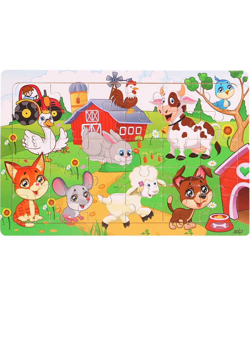 Children's Educational Wooden Cartoon Animal Series Jigsaw Puzzles Suitable Gift Bag Pack - Image 1