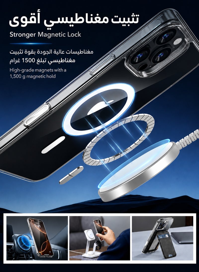 ORYXA iPhone 16 Pro Max Case, Magnetic Clear Phone Cover Compatible with MagSafe, [Never Yellow] Slim Shockproof Full Protection for Apple iPhone 16 Pro Max 6.9", Crystal Clear - Image 5
