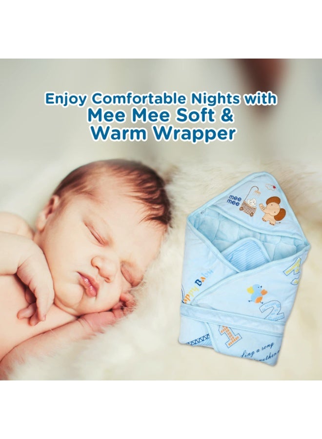 Mee Mee 3 in 1 Baby Bed | Sleeping Bag & Carry Nest | Hooded Wrapper for Newborn Baby | Warm and Soft Swaddle Wrapper | Double Layered Sleeping Bag for Newborn Babies, Blue - Image 4