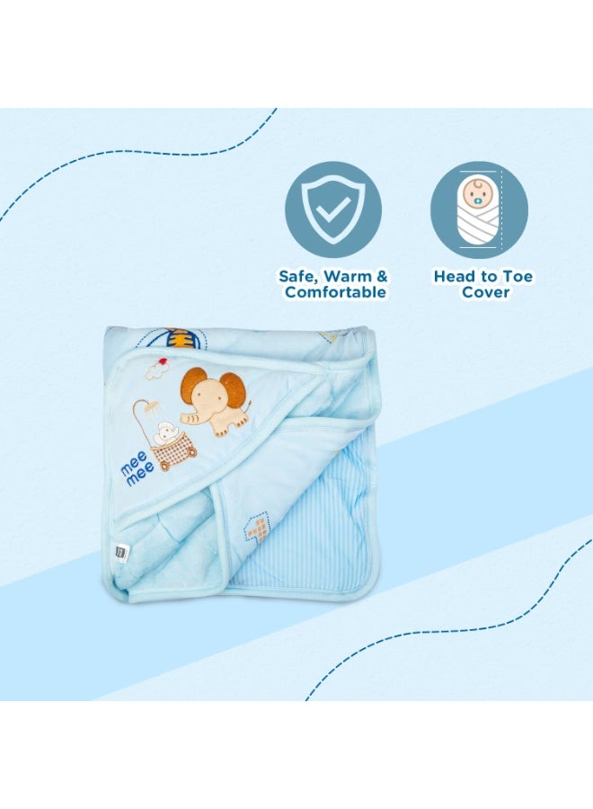 Mee Mee 3 in 1 Baby Bed | Sleeping Bag & Carry Nest | Hooded Wrapper for Newborn Baby | Warm and Soft Swaddle Wrapper | Double Layered Sleeping Bag for Newborn Babies, Blue - Image 2
