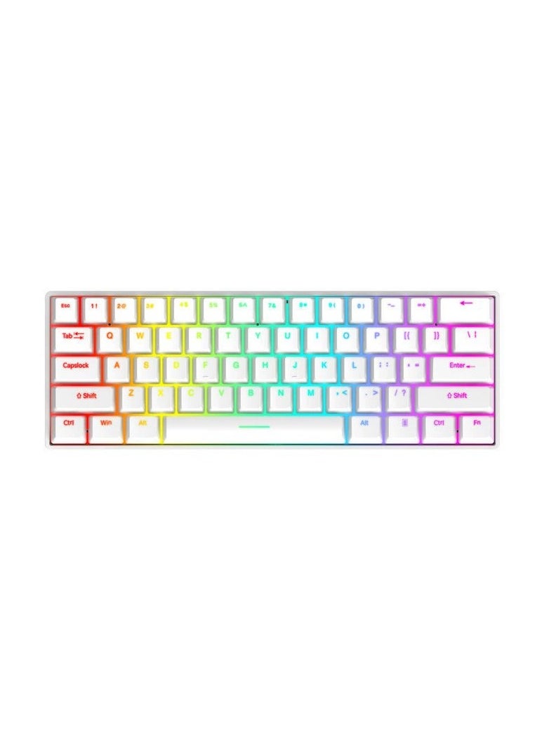 MHD Wired Gaming Keyboard, 61 Keys RGB Backlit Wrist Rest Ultra-Compact Mini Waterproof Keyboard For PC Computer Gamer White  - Image 1