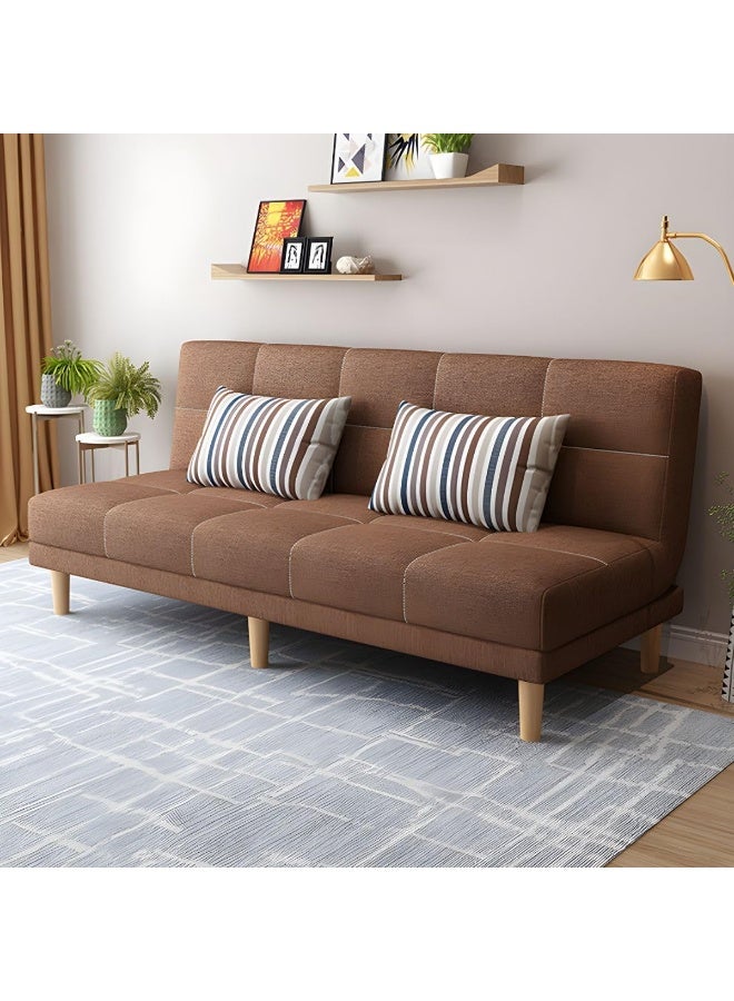 Armless Sofa Bed with Tight-Back Design in modern Blend Fabric (Coffee)