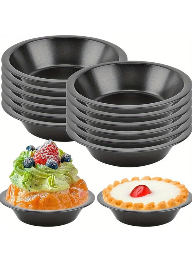 12 Pack 5 Inch Nonstick Carbon Steel Mini Pie Pans Black Reusable Baking Tins - Image 3