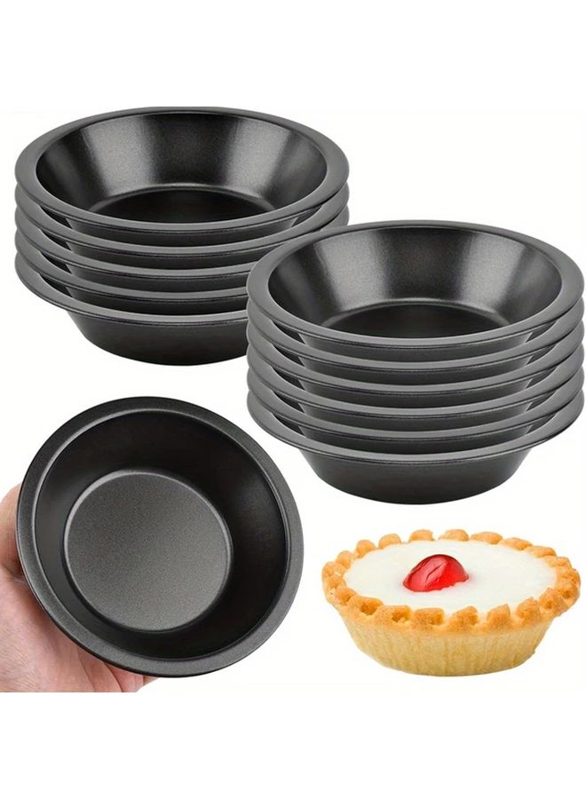 12 Pack 5 Inch Nonstick Carbon Steel Mini Pie Pans Black Reusable Baking Tins - Image 2