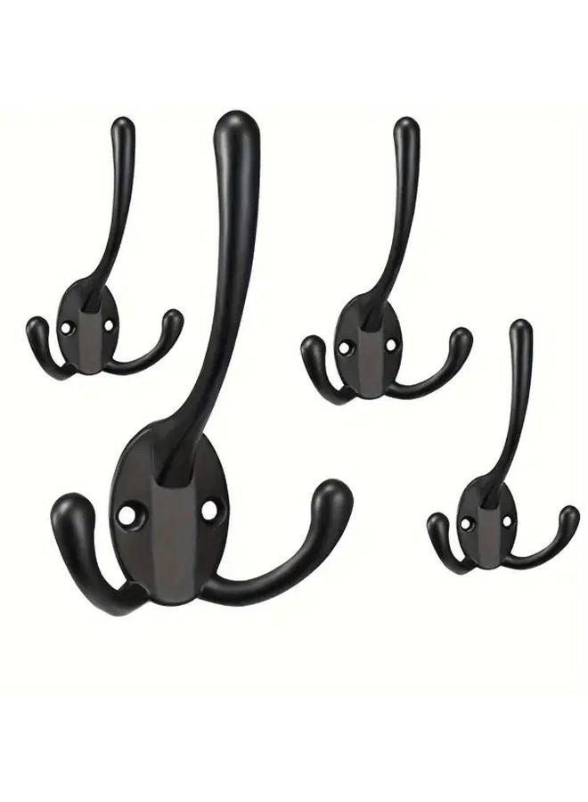 5pcs Black Zinc Alloy Coat Hooks Set Easy Install for Door Wall - Image 1