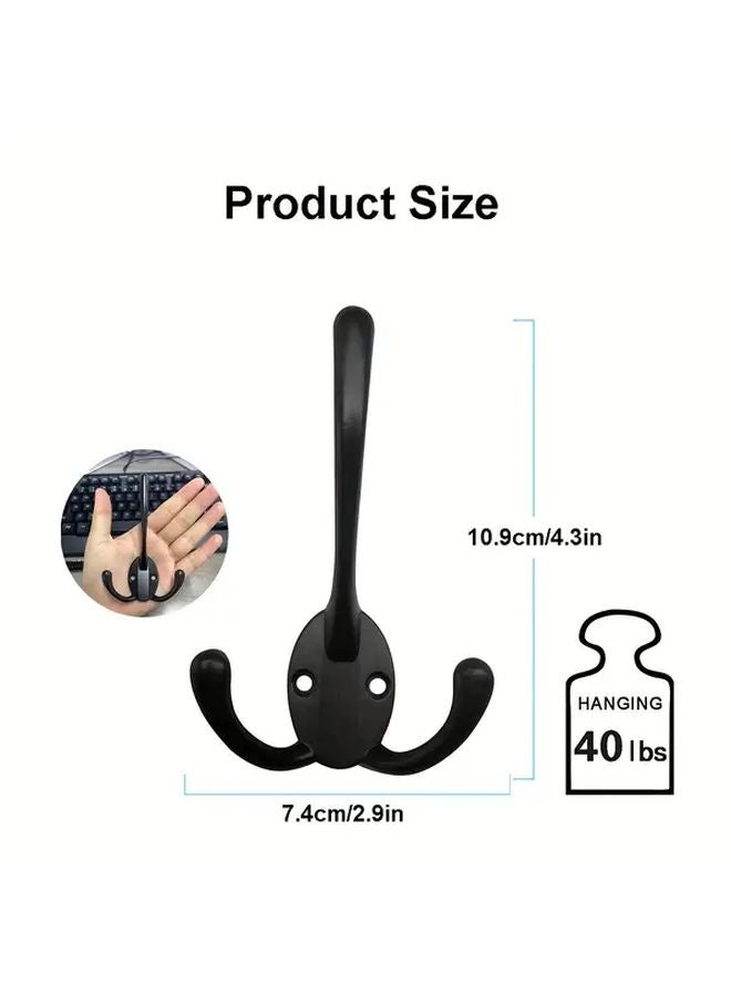 5pcs Black Zinc Alloy Coat Hooks Set Easy Install for Door Wall - Image 4