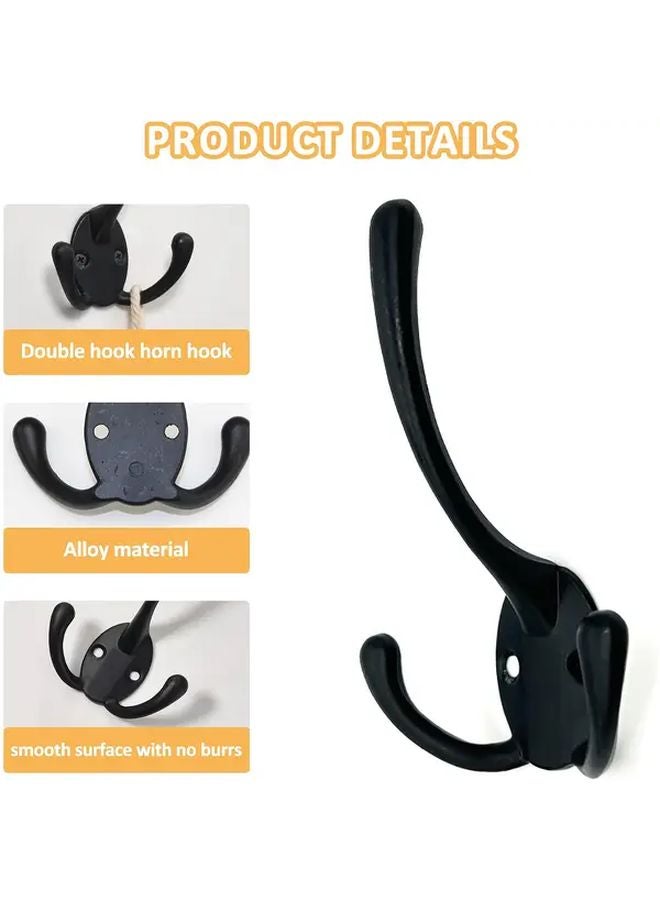5pcs Black Zinc Alloy Coat Hooks Set Easy Install for Door Wall - Image 5
