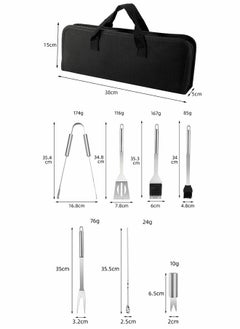 GROIC 18-piece BBQ tool set with extra thick stainless steel fork, spatula, oil brush or tongs Complete set of BBQ accessories in a carrying pouch  - Image 2