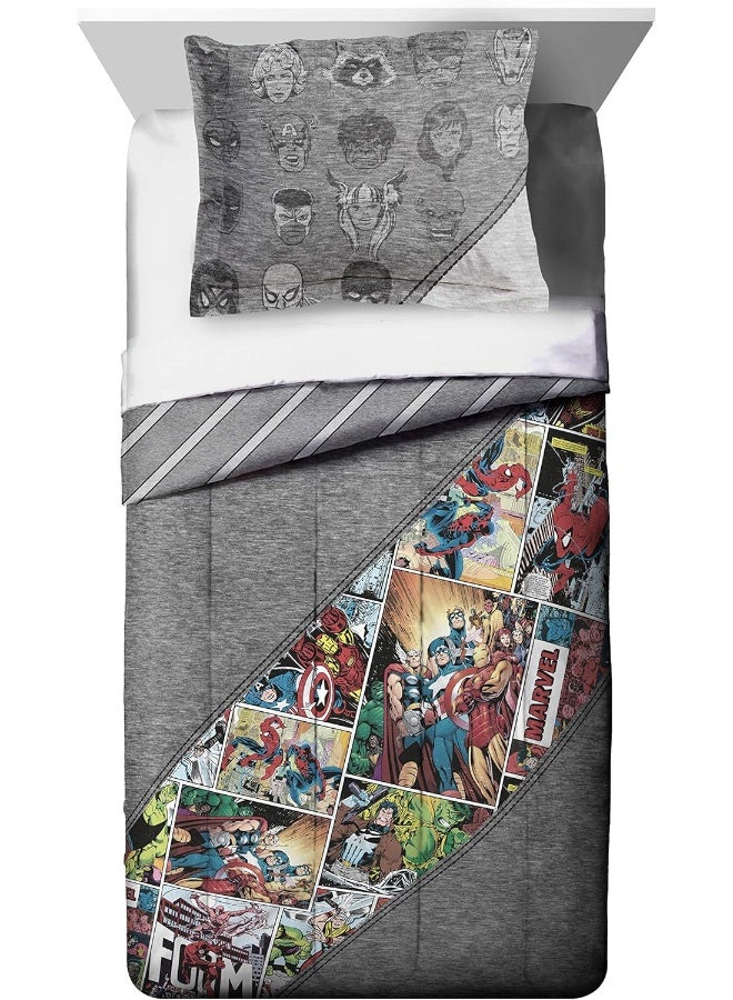 Jay Franco Jay Franco Marvel Comics 80th Anniversary Full/Queen Comforter & Sham Set - Super Soft Kids Reversible Bedding - Fade Resistant Microfiber - Image 2