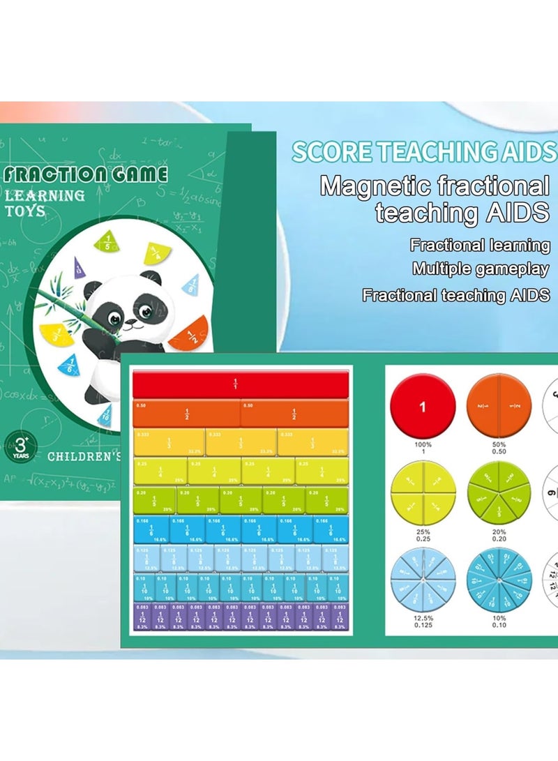 SOLARAE ألغاز تعليمية مغناطيسية، بلاط كسري مغناطيسي ودوائر كسرية مع النسب، أدوات رياضية للمدرسة الابتدائية، كتل كسرية مغناطيسية ودوائر كسرية، خضراء - Image 2