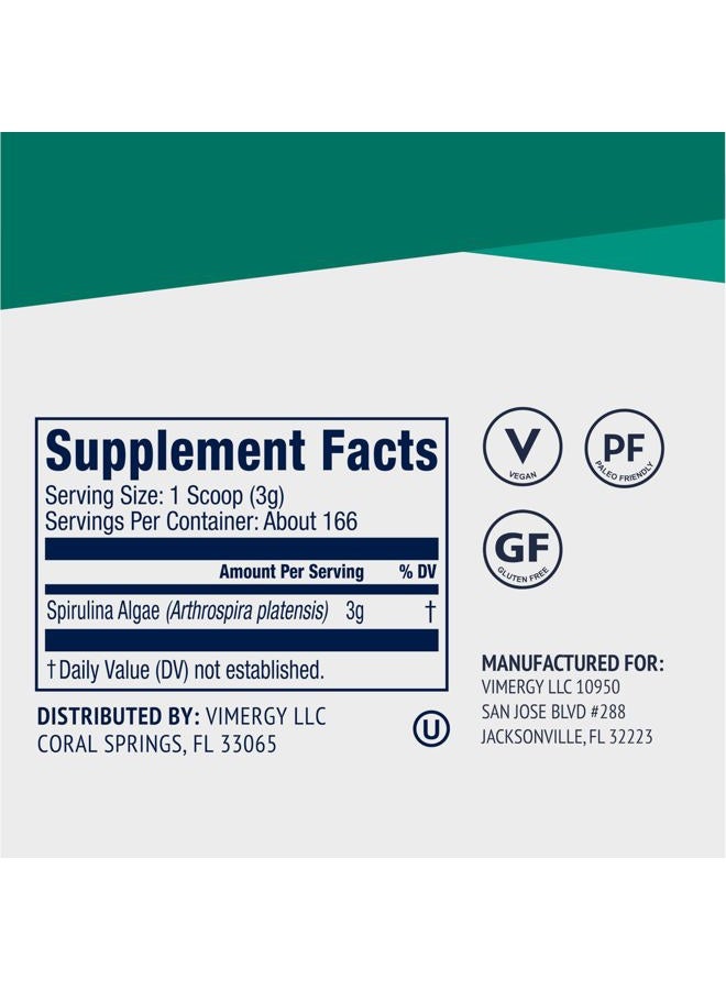 Vimergy Spirulina Powder, 166 Servings – Value Size – Greens Powder – Nutrient Dense Blue-Green Algae Superfood for Smoothies & Juices – Immune Support - Non-GMO, Gluten-Free, Vegan & Paleo - 500g - Image 5