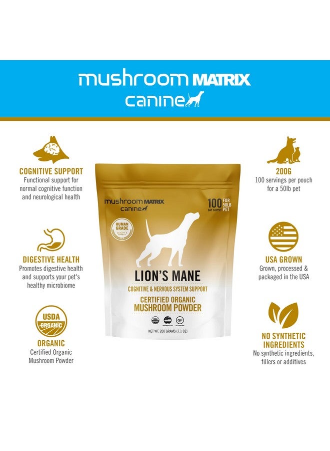mushroom Matrix Om Mushroom Matrix Lion’s Mane Mushroom Powder Pet Supplement, Provides Cognitive Support & Holistic Digestive Support for Dogs & Cats, 200 Grams, 7.1 oz - Image 3
