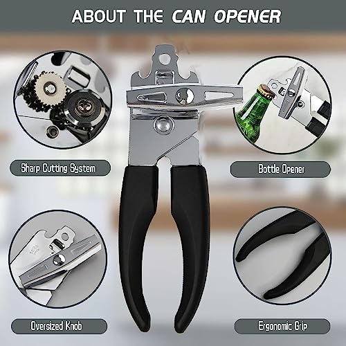 Dayalu Multipurpose Manual Can Opener and Bottle Opener | Tin Cutter with Smooth Edge Comfortable & Anti Slip Hand Grip - Black - Image 4