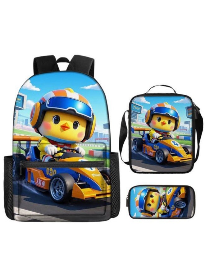 Cartoon three-piece schoolbag with zipper - 641  - Image 1