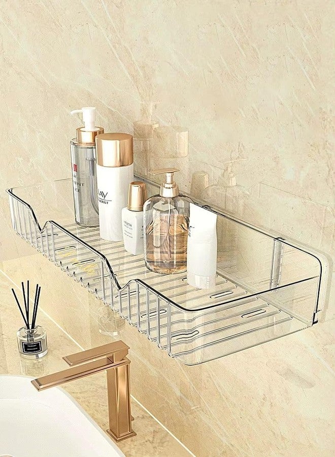 DICHOT رفان من الأكريليك الشفاف من ديشوت، قطعتان، للحمام، يُثبتان على الحائط | رف تخزين متعدد الاستخدامات ذاتي اللصق للشامبو والصابون ومستحضرات التجميل وأدوات المطبخ | منظم حائط قوي ومقاوم للماء - Image 4