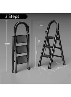 SUNRISE Folding 3 Step Ladder, Step Stool, Portable, Lightweight, Anti Slip Pedal, Handrail For Home Kitchen Office  - Image 2