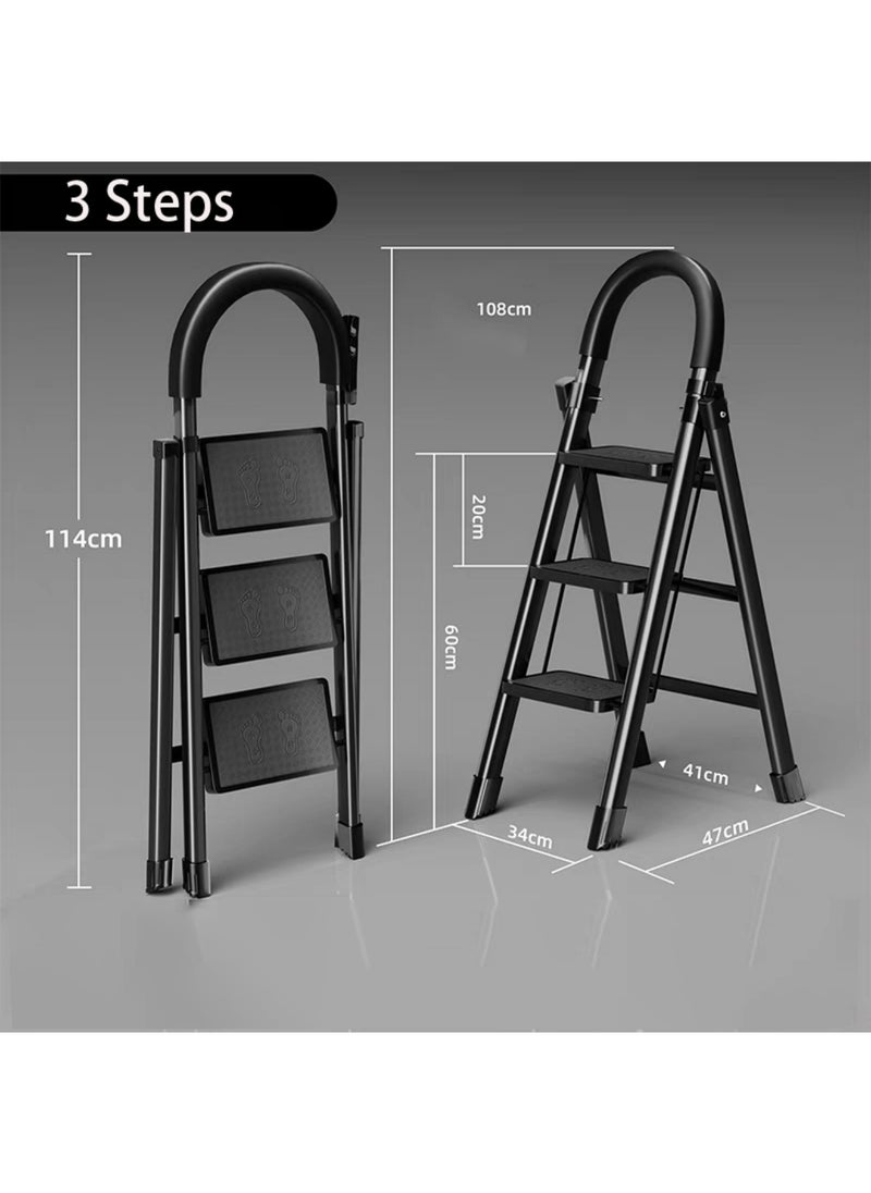 SUNRISE Folding 3 Step Ladder, Step Stool, Portable, Lightweight, Anti Slip Pedal, Handrail For Home Kitchen Office  - Image 2
