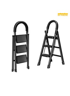 SUNRISE Folding 3 Step Ladder, Step Stool, Portable, Lightweight, Anti Slip Pedal, Handrail For Home Kitchen Office  - Image 1