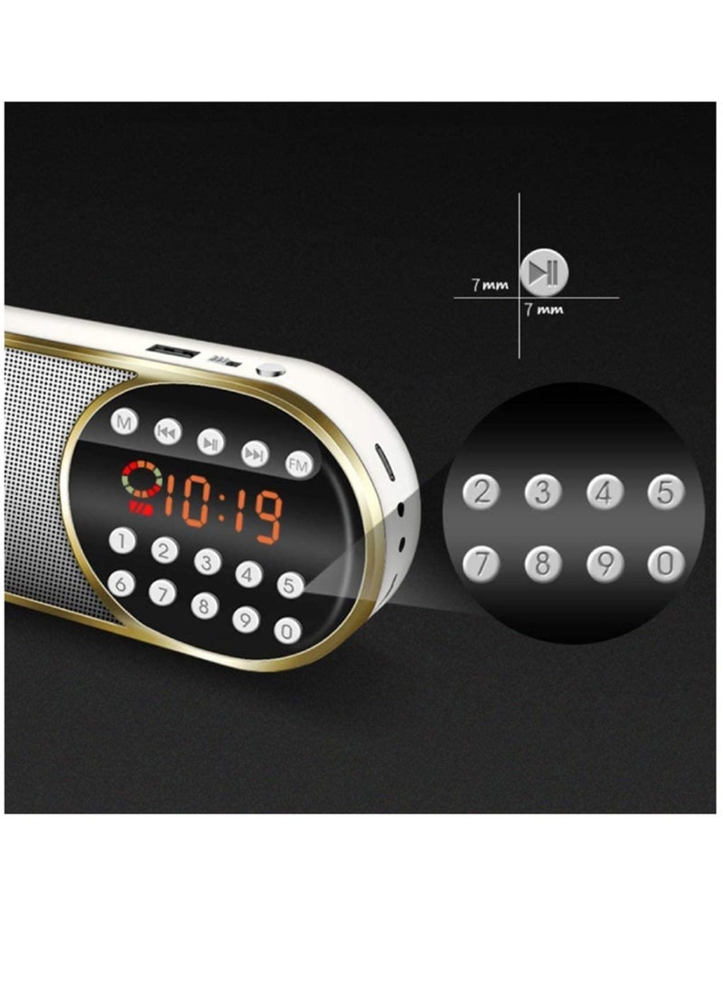 ارواق راديو FM صغير محمول لاسلكي بلوتوث 5.0 مكبرات صوت TF USB على مدار الساعة LED وظيفة مصباح يدوي دعم 3.5 مللي متر سماعة رأس مشغل MP3 - Image 5