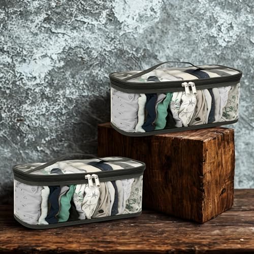 Gowloz Clear PVC Storage Pouch – Pack of 2 | Transparent Foldable Organizer Bags | 30 x 13 x 12 cm | Waterproof Multipurpose Pouches for Closet, Drawer, Travel & Accessories - Image 1
